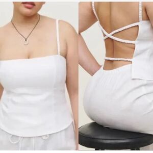 Reformation Amaya Strappy Open Back
100% Linen Top in White XL NWT